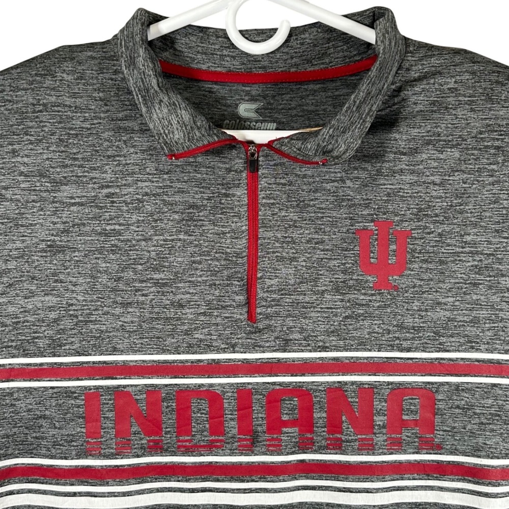 Colosseum Indiana Hoosiers Mens XXL Gray Heathered Quarter‎ Zip Pullover Shirt